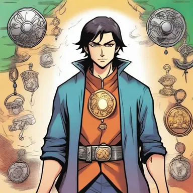 The protagonist in the comic book series possesses a magical amulet that helps him ward off evil and prevent the occurrence of any harm to his loved ones.