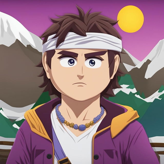 A high-quality digital art image of Joseph Joestar from JoJo's Bizarre Adventure as a South Park character