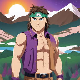 A high-quality digital art image of Joseph Joestar from JoJo's Bizarre Adventure as a South Park character