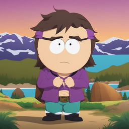 A high-quality digital art image of Joseph Joestar from JoJo's Bizarre Adventure as a South Park character