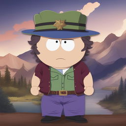 A high-quality digital art image of Jonathan Joestar from JoJo's Bizarre Adventure as a South Park character