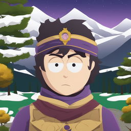 A high-quality digital art image of Jonathan Joestar from JoJo's Bizarre Adventure as a South Park character