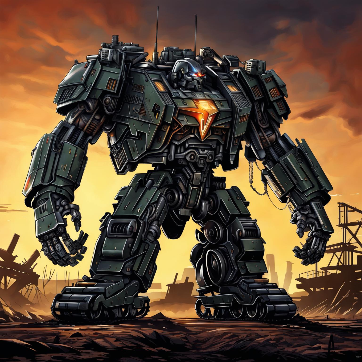 A 4K resolution digital art image showcasing a military tank as a Transformer