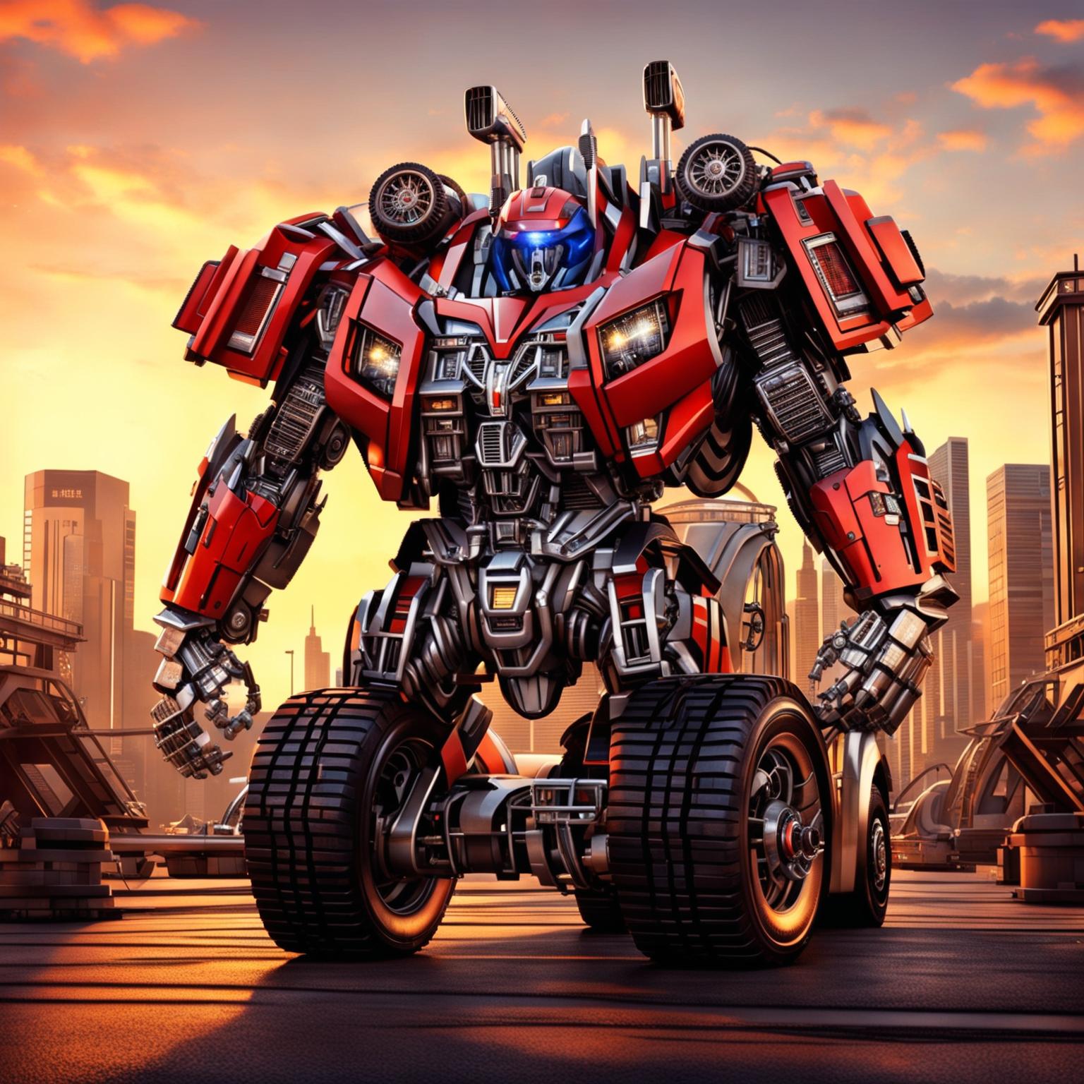 A 4K resolution digital art image showcasing a heavy-duty truck as a Transformer