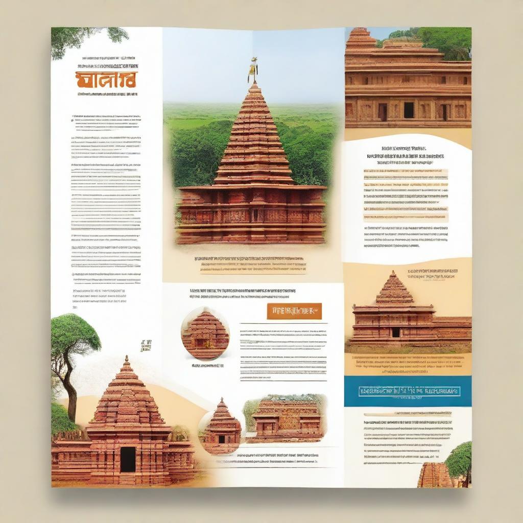 Generate a 9:16 ratio front page for a brochure, featuring the prominent elements of Bihar, including its landscapes, cultural heritage, monuments, and traditional arts and crafts.