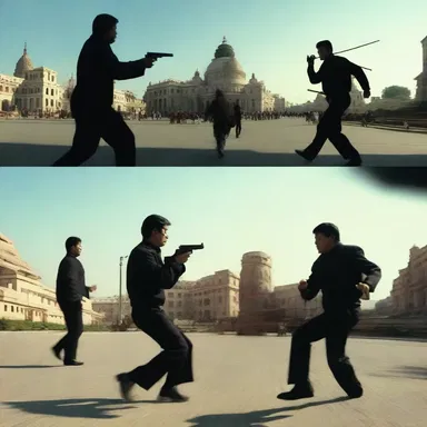 The director used sequential shots to capture the action sequence in the film.