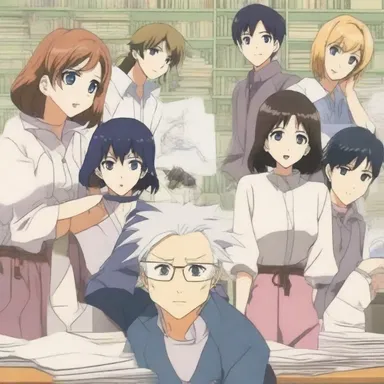 Within an anime line organization, animators, voice actors, and directors work together to produce the episodes directly contributing to the anime's final output.