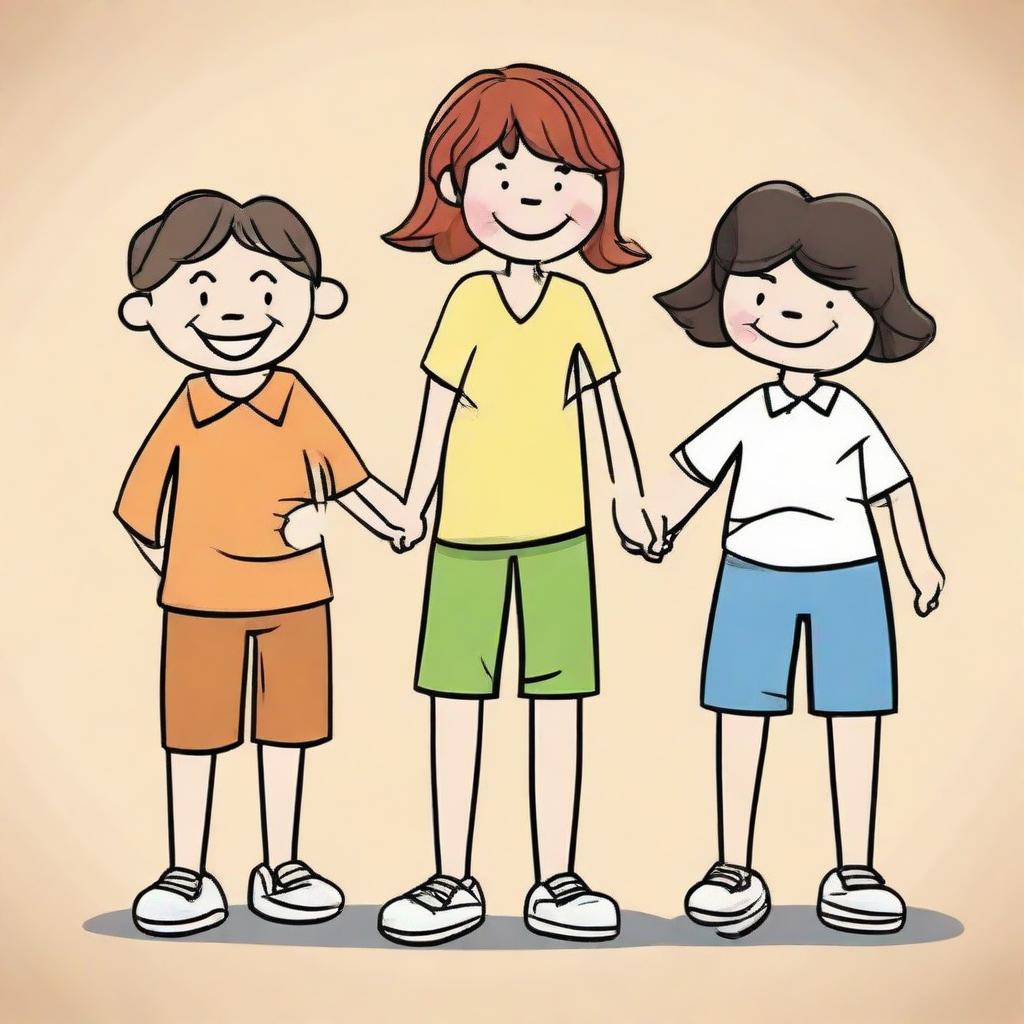 Generate an image portraying 'The 4 Friends', ideally representing camaraderie, joy and a sense of togetherness. They could be engaged in a fun activity together.