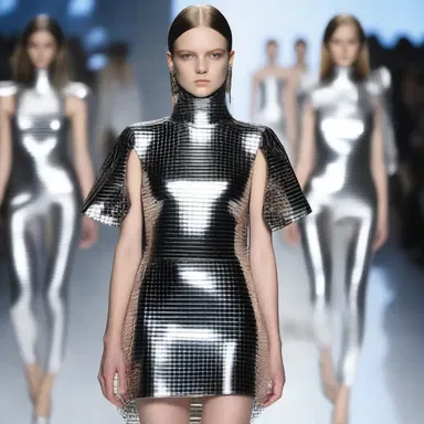 The fashion designer incorporated a metallic grid pattern into her latest collection, giving it a futuristic and edgy feel.