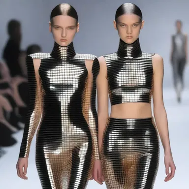 The fashion designer incorporated a metallic grid pattern into her latest collection, giving it a futuristic and edgy feel.