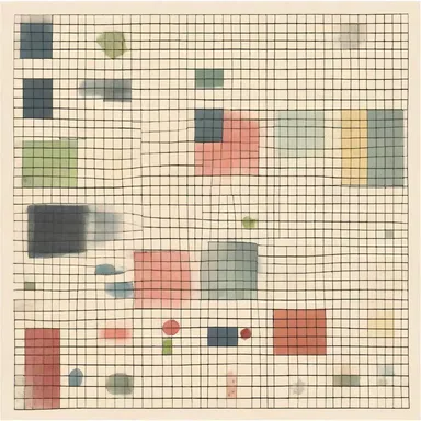 The artist used a grid to accurately place each element in the composition.