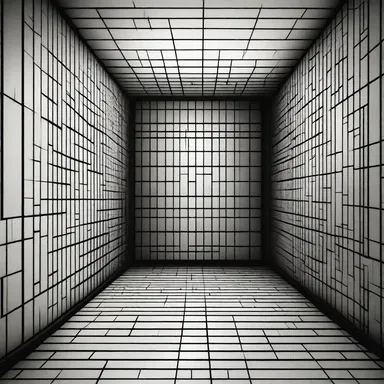 The protagonist discovered a sinister room with an eerie grid pattern carved into the walls.