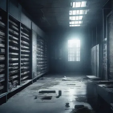 In the science fiction novel, the protagonist stumbled upon an abandoned laboratory with strange storage-battery grids scattered about, creating an eerie atmosphere.
