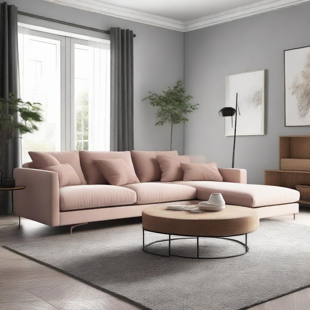 A comfortable and elegantly designed sofa in a cozy living room setting