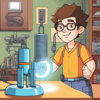 In the animated series, the young inventor builds a device that harnesses energy from the power grid to power his incredible inventions.