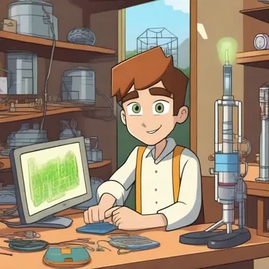 In the animated series, the young inventor builds a device that harnesses energy from the power grid to power his incredible inventions.
