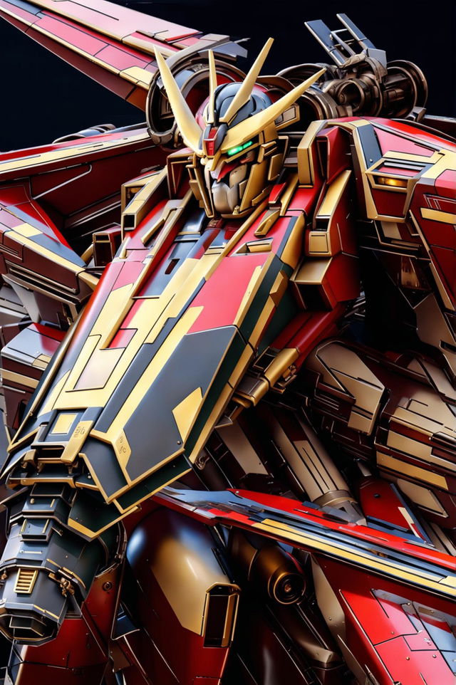 An ultra-high-definition digital art piece featuring a close-up of the Winged Gundam and a jet