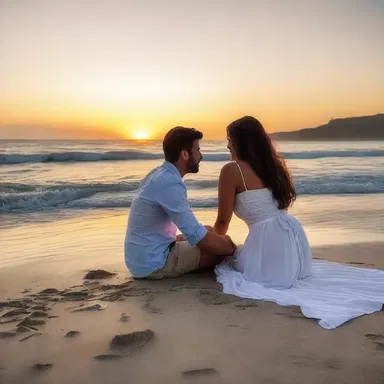 As the sun set over the horizon, the couple lollygagged on the beach, enjoying each other's company.
