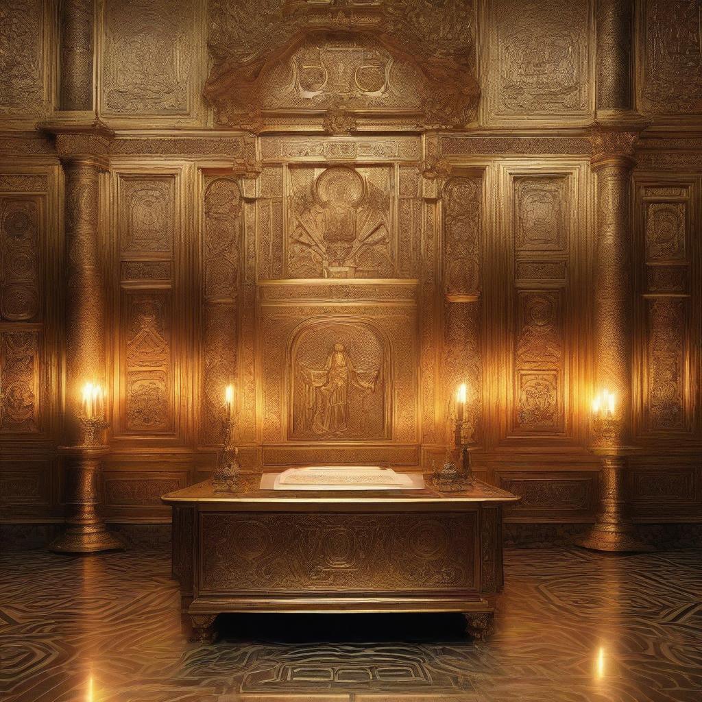 An altar built intricately with toasters, set in a divine setting with light casting a holy glow on the metallic surfaces.