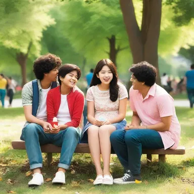The main characters in the movie decided to lollygag in the park, sharing stories and laughing together.