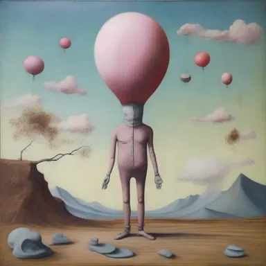 The artist's weird and surreal paintings challenge conventional ideas and provoke thought.