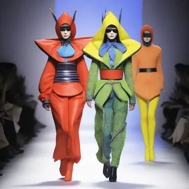 The fashion show featured models wearing weird and avant-garde outfits, pushing the boundaries of traditional fashion.