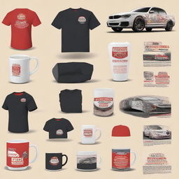 Generate a 5ft high, 2ft wide display layout featuring various products including: custom printed mugs, home name plates, vehicle number plates, visuals for website and ecommerce development, a branding company, and tshirt printing designs