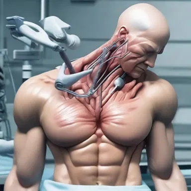 In the futuristic world of the novel, the protagonist undergoes a surgical procedure to enhance their trapezius muscles, allowing them to effortlessly lift heavy objects.