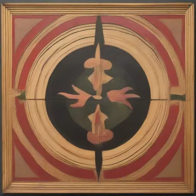 The artist used a centric composition, placing the main subject in the center of the canvas.