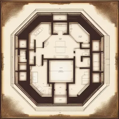 The house had a centric floor plan, with all the rooms radiating from a central hallway.