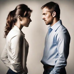 Create a tense image illustrating a dramatic scene where a woman is deceitfully betraying her partner with another man.