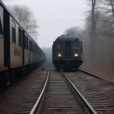 The horror movie depicted a terrifying scene where the protagonist was trapped on a sidetrack, surrounded by abandoned trains and eerie silence.