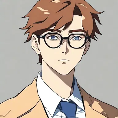 The character in the anime series wore horn-rimmed glasses to portray intelligence and sophistication.