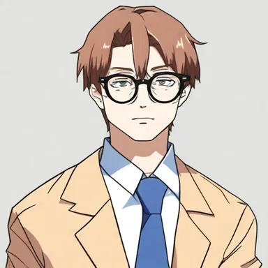 The character in the anime series wore horn-rimmed glasses to portray intelligence and sophistication.