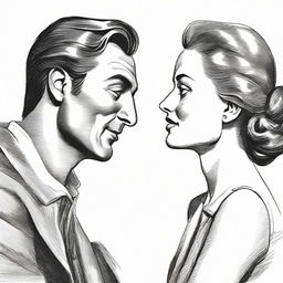 Illustrate a profound image of a one-sided love where a man deeply admires a woman, but the woman displays disdain towards him.