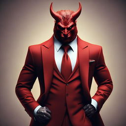 A devil character in a luxurious, modern suit exudes majesty.