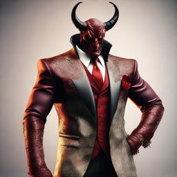 A devil character in a luxurious, modern suit exudes majesty.