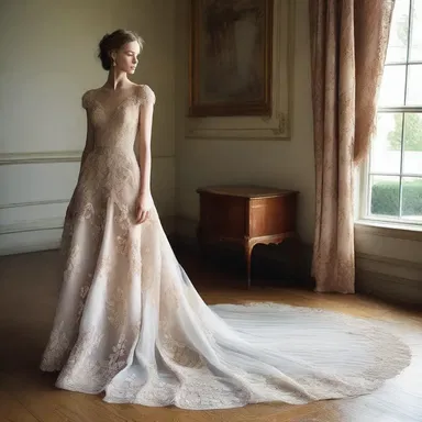 Her gown was ineffably beautiful, with intricate embroidery and flowing layers of silk.