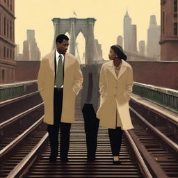 A high-quality 9:16 digital art poster for a love story movie set in New York City's subway