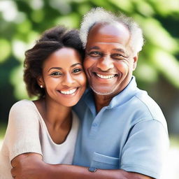 A loving, happy father with a warm and radiant smile on his face.