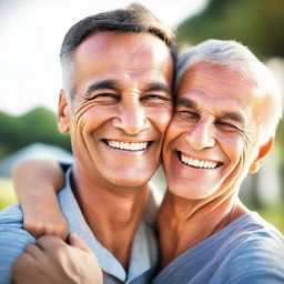 A loving, happy father with a warm and radiant smile on his face.