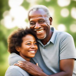 A loving, happy father with a warm and radiant smile on his face.