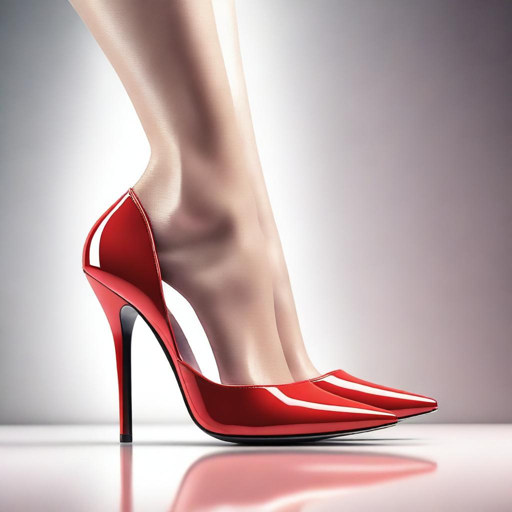 A high-quality digital art piece featuring a close-up of a woman's feet adorned in stylish heels