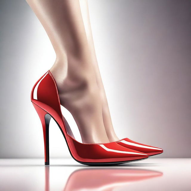A high-quality digital art piece featuring a close-up of a woman's feet adorned in stylish heels