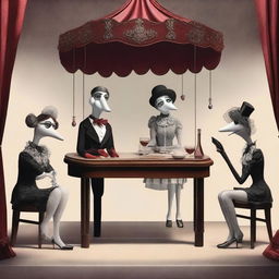 A captivating digital art image of a puppet show taking place