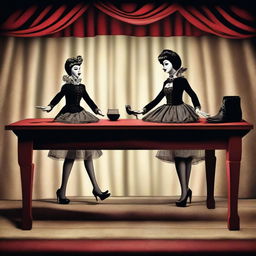 A captivating digital art image of a puppet show taking place