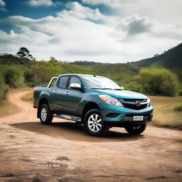 Generate an image of a 2014 Mazda Bt50 in mint condition, gleaming under a bright sunlight.