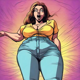 A high-quality digital art image featuring a woman with a comically exaggerated, inflated posterior