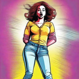 A high-quality digital art image featuring a woman with a comically exaggerated, inflated posterior