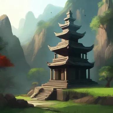 The ancient temple was nestled in a brushy valley, giving it an air of solitude and sanctity.